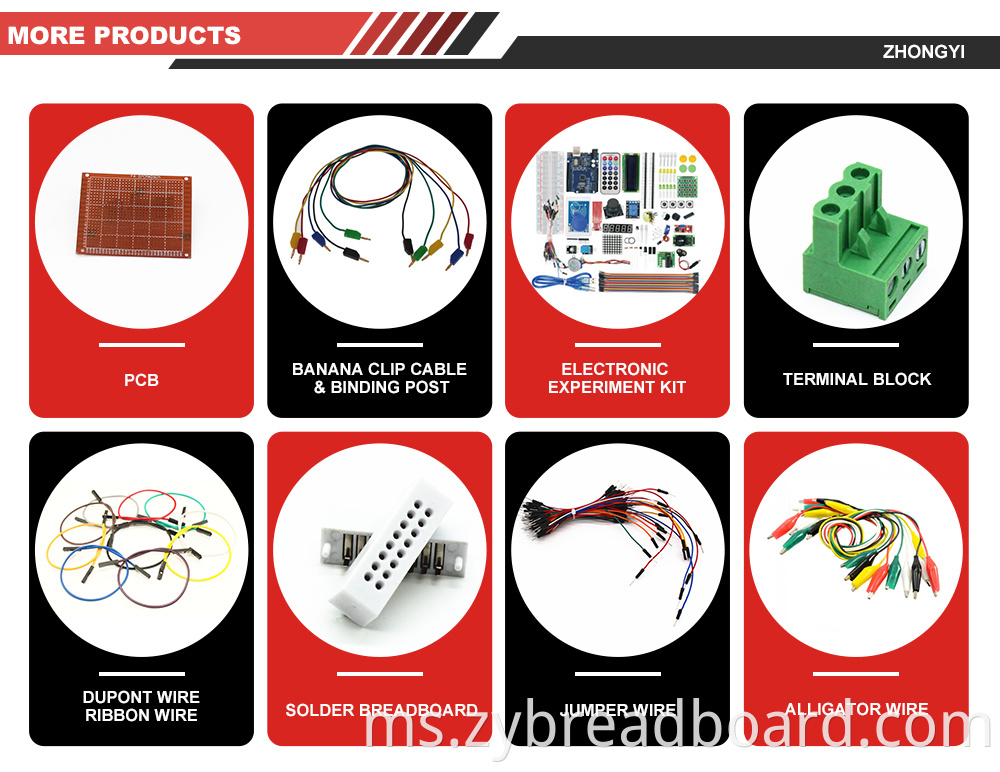 830 Mata Papan Roti Solderless+Kit Kabel Kabel Jumper Breadless Solderless